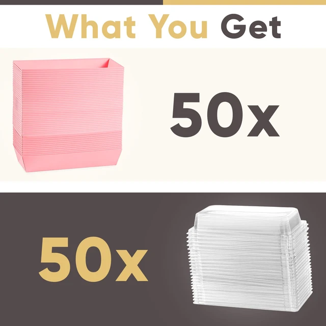 Alt view image 3 of 7 - 50 Pack 7.5x3.3in Small Charcuterie Boxes with Clear Lids, Mini Treat Box Disposable Grease-Proof Paper Containers, Dessert Packaging For Cookies, Cake Slice, Chocolate Strawberry, Donut, Pastry