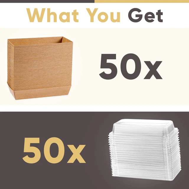 Alt view image 3 of 7 - 50 Pack 7.5x3.3in Small Charcuterie Boxes with Clear Lids, Mini Treat Box Disposable Grease-Proof Paper Containers, Dessert Packaging For Cookies, Cake Slice, Chocolate Strawberry, Donut, Pastry