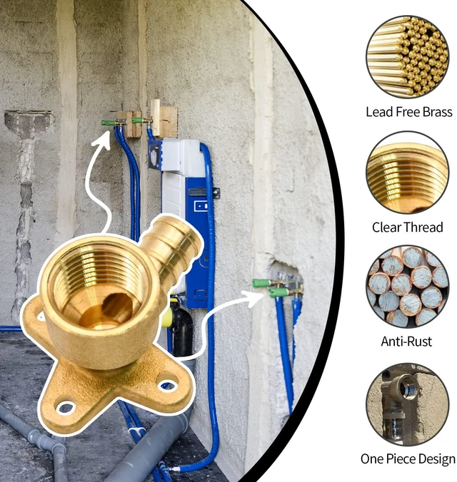Alt view image 3 of 7 - 10pcs Drop Ear Elbow Fitting, PEX 1/2" x 1/2" NPT Female Threaded Fitting for PEX pipes in plumbing jobs