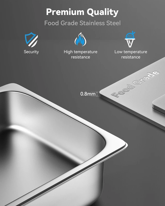 Alt view image 2 of 7 - 6 Pack Hotel Pans 1/3 Size 6" Deep Stainless Steel Steam Table Pan 22 Gauge Anti Jam Commercial Food Pans for Hotel, Party, Buffet, Catering Supplies