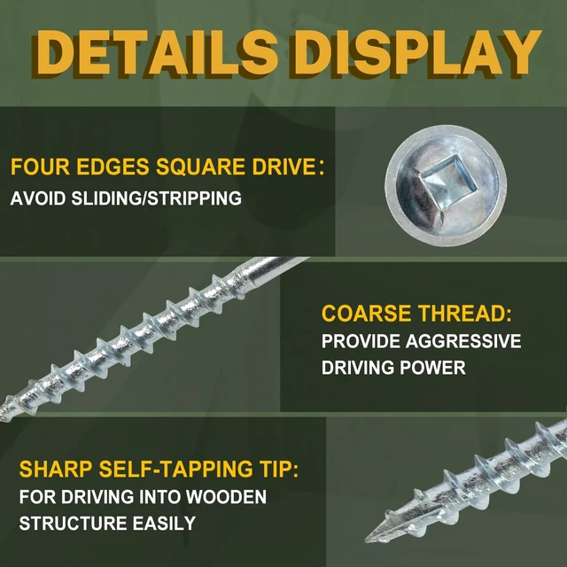 Alt view image 6 of 7 - Pocket Hole Screws 1-1/4 Inch, 1000 PCS, Interior #8 Pocket Screws Galvanized, Rust Resistant, Coarse Thread, Square Drive, Washer Head, Zinc Plated, Self Tapping, 150MM Drive Bit Included
