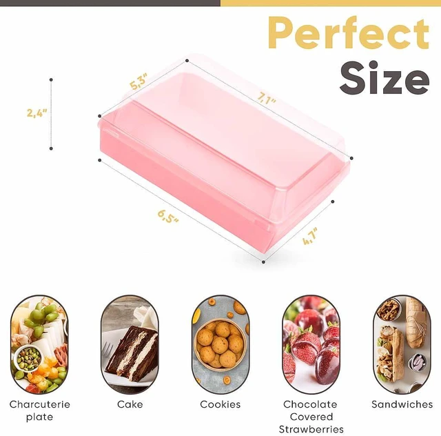 Alt view image 2 of 7 - 50 Pack 7x5in Charcuterie Board Boxes with Clear Lids, Paper Containers Disposable Grease-Proof Dessert Packaging, Food Containers For Charcuterie, Bakery, Cookies, Pastry, Cake Slice, Strawberries