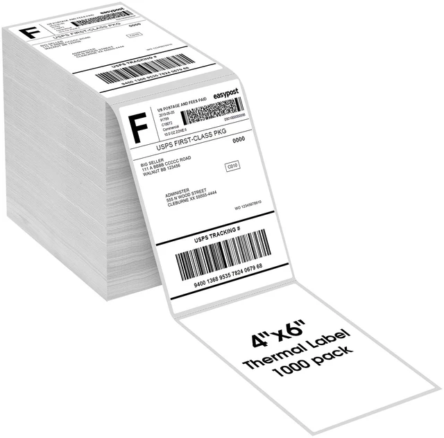 Main image of 4" x 6" Direct Thermal Shipping Labels, 1000 Fanfold, White 4" x 6" Fanfold Shipping Labels; Permanent Adhesive, BPA-Free; Compatible with Most Thermal Printers