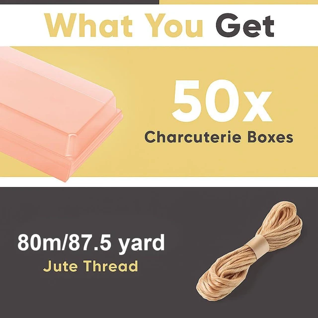 Alt view image 3 of 7 - 50 Pack 7x5in Charcuterie Board Boxes with Clear Lids, Paper Containers Disposable Grease-Proof Dessert Packaging, Food Containers For Charcuterie, Bakery, Cookies, Pastry, Cake Slice, Strawberries