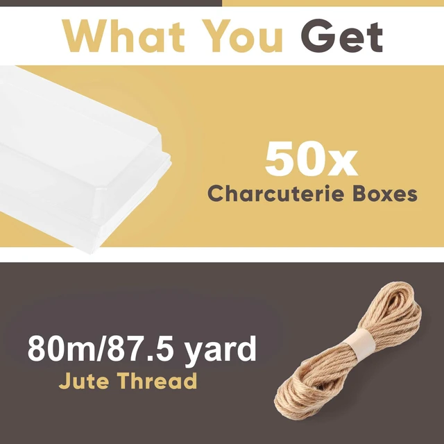 Alt view image 3 of 7 - 50 Pack 7x5in Charcuterie Board Boxes with Clear Lids, Paper Containers Disposable Grease-Proof Dessert Packaging, Food Containers For Charcuterie, Bakery, Cookies, Pastry, Cake Slice, Strawberries