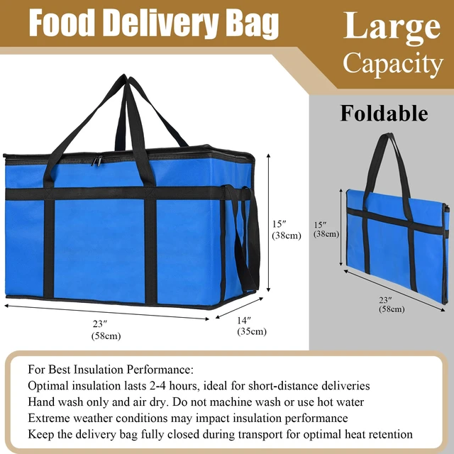 Alt view image 2 of 7 - Insulated Food Delivery Bag, XXXL Catering Bag for Keep Food Warming Large Capacity & Collapsible, Blue Pizza Cooler Bags for Grocery Shopping, Picnics, Takeout, Camping