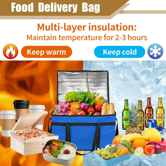 Alt view image 4 of 7 - Insulated Food Delivery Bag, XXXL Catering Bag for Keep Food Warming Large Capacity & Collapsible, Blue Pizza Cooler Bags for Grocery Shopping, Picnics, Takeout, Camping