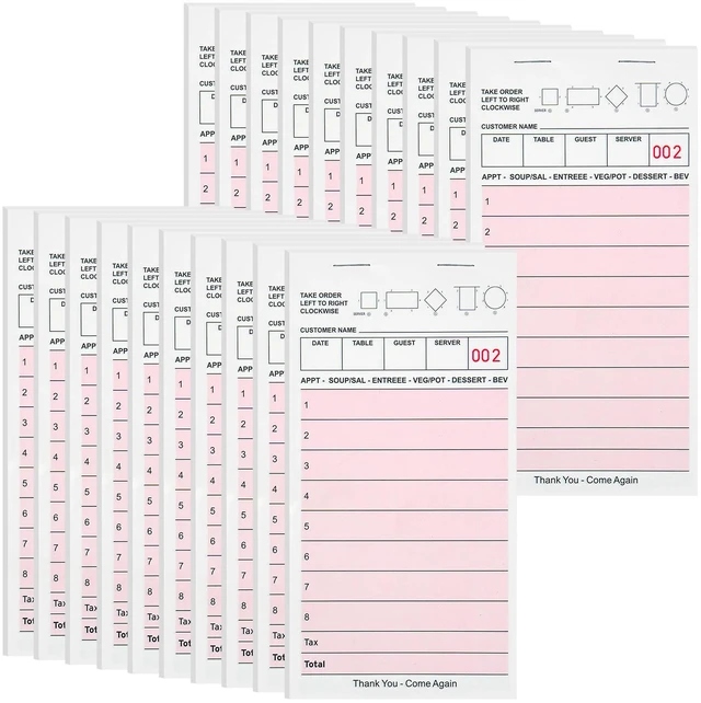 Main image of Server Note Pads, Pink Guest Checks Books for Servers, 20 Pack