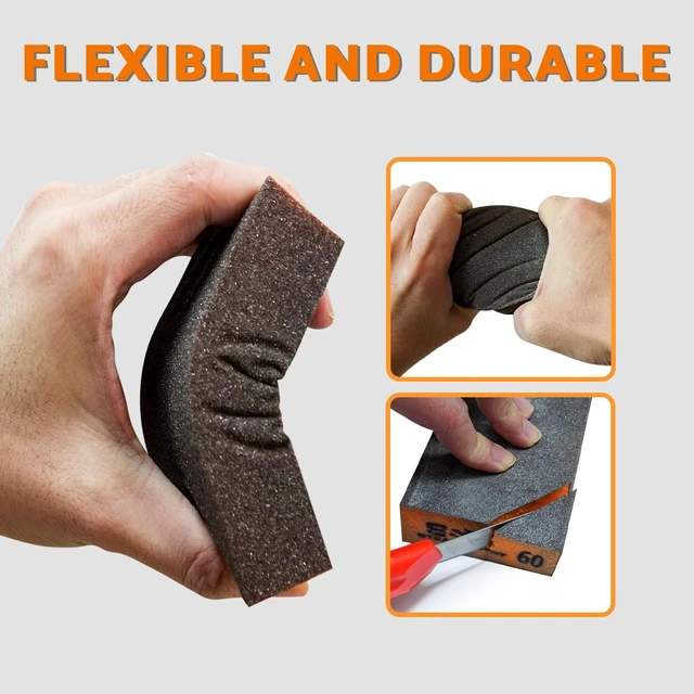 Alt view image 4 of 7 - Sanding Sponge 60 80 120 180 220 320 Grit 10 Pcs Superior Elasticity, Exclusive PU Glue, Flexible & Durable, Wet & dry, for Wood, Metal, Drywall, Kitchen, Extra Tack Cloth