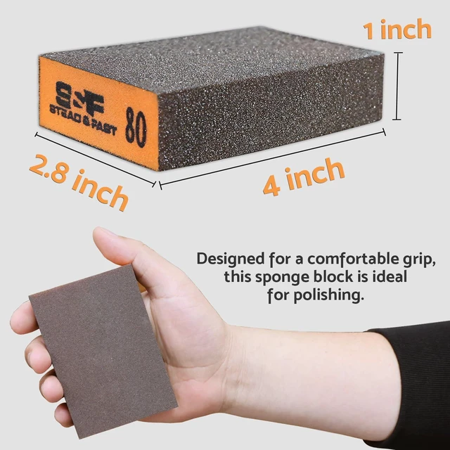 Alt view image 5 of 7 - Sanding Sponge 60 80 120 180 220 320 Grit 10 Pcs Superior Elasticity, Exclusive PU Glue, Flexible & Durable, Wet & dry, for Wood, Metal, Drywall, Kitchen, Extra Tack Cloth