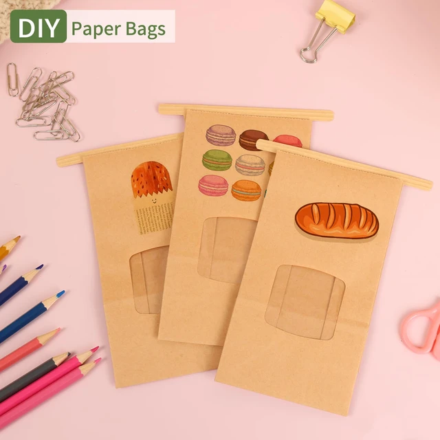 Alt view image 4 of 7 - 100pcs Small Bakery Cookie Bags with Seal,3.5x2.2x6.7In Treat Bags Brown Kraft Paper Treat Bag with Window Seal by Tin Tie Tab for Homemade Bread Cookie Pastry Treat Bakery Gift Giving Packing