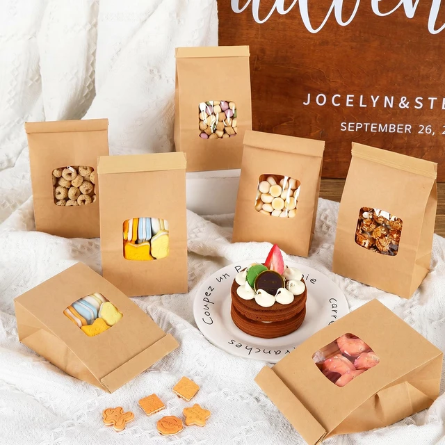 Alt view image 5 of 7 - 100pcs Small Bakery Cookie Bags with Seal,3.5x2.2x6.7In Treat Bags Brown Kraft Paper Treat Bag with Window Seal by Tin Tie Tab for Homemade Bread Cookie Pastry Treat Bakery Gift Giving Packing