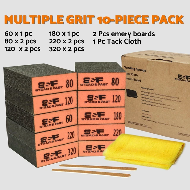 Alt view image 6 of 7 - Sanding Sponge 60 80 120 180 220 320 Grit 10 Pcs Superior Elasticity, Exclusive PU Glue, Flexible & Durable, Wet & dry, for Wood, Metal, Drywall, Kitchen, Extra Tack Cloth