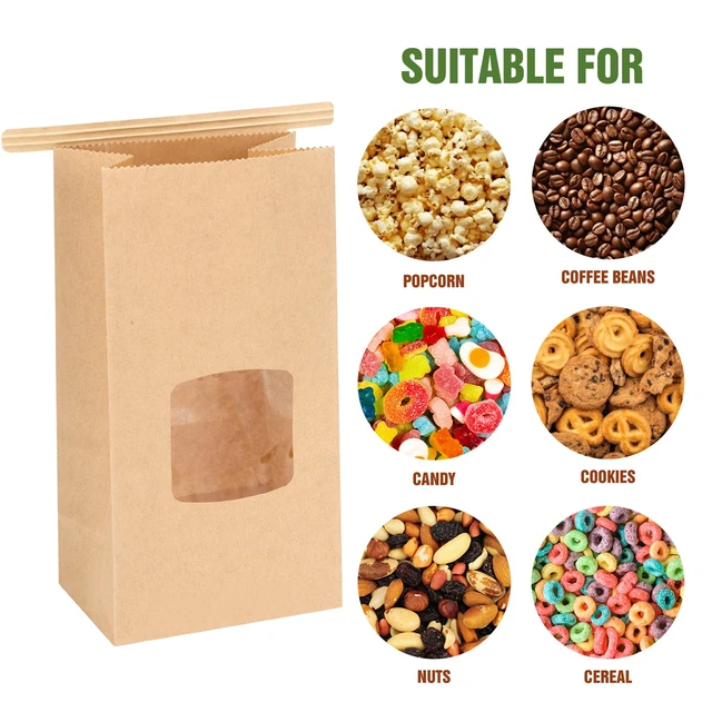 Alt view image 6 of 7 - 100pcs Small Bakery Cookie Bags with Seal,3.5x2.2x6.7In Treat Bags Brown Kraft Paper Treat Bag with Window Seal by Tin Tie Tab for Homemade Bread Cookie Pastry Treat Bakery Gift Giving Packing