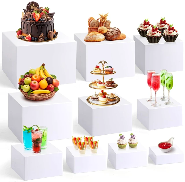 Main image of 10 Pcs Acrylic Buffet Risers, Large Stackable Food Display Stand, Nesting Cube Box with Hollow Bottom, Food Risers for Buffet Table Dessert Jewelry Catering(10'' 9'' 8'' 7'' 6'' 5'' 5'' 4'' 4'' 3'')