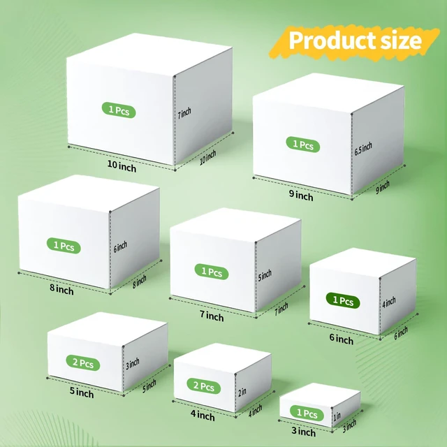 Alt view image 3 of 7 - 10 Pcs Acrylic Buffet Risers, Large Stackable Food Display Stand, Nesting Cube Box with Hollow Bottom, Food Risers for Buffet Table Dessert Jewelry Catering(10'' 9'' 8'' 7'' 6'' 5'' 5'' 4'' 4'' 3'')