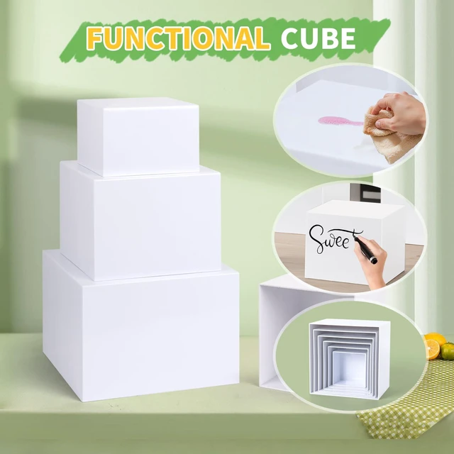 Alt view image 2 of 7 - 10 Pcs Acrylic Buffet Risers, Large Stackable Food Display Stand, Nesting Cube Box with Hollow Bottom, Food Risers for Buffet Table Dessert Jewelry Catering(10'' 9'' 8'' 7'' 6'' 5'' 5'' 4'' 4'' 3'')