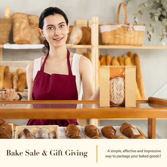 Alt view image 7 of 7 - 200 Pcs Small Paper Bread Bags with Tabs for Homemade Sourdough Bread Resealable Tin Tie Tab Bakery Bags with Window for Half Loaves, Round Sourdough and Dozen Cookies (7x3×11.5 Inches)
