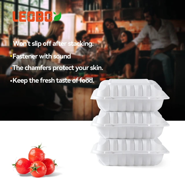 Alt view image 6 of 6 - 8 Inch 34oz 55-Pack White Food Containers - Shrink Wrap No Pre-Wash BPA Free Sturdy Reusable | Microwave, Freezer & Dishwasher Safe for Leftovers, Meal Prep, Takeout & Catering Disposable Box