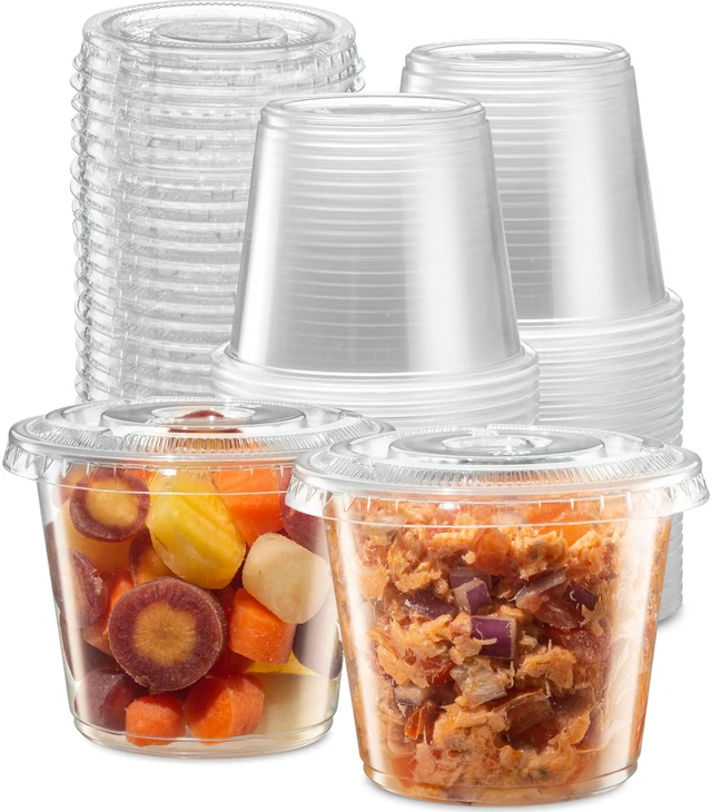 Main image of 5 oz - Clear Diposable Plastic Portion Cups With Lids, Small Mini 100 Sets