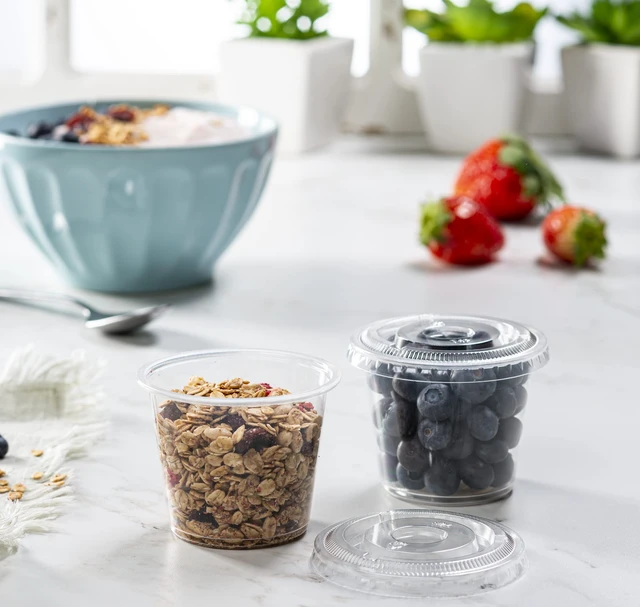 Alt view image 2 of 7 - 5 oz - Clear Diposable Plastic Portion Cups With Lids, Small Mini 100 Sets