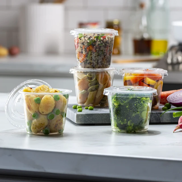 Alt view image 4 of 7 - 5 oz - Clear Diposable Plastic Portion Cups With Lids, Small Mini 100 Sets