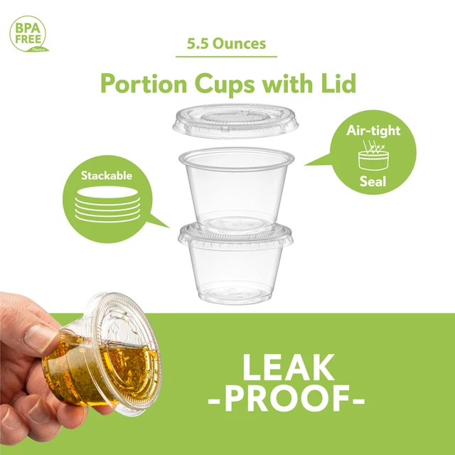 Alt view image 5 of 7 - 5 oz - Clear Diposable Plastic Portion Cups With Lids, Small Mini 100 Sets