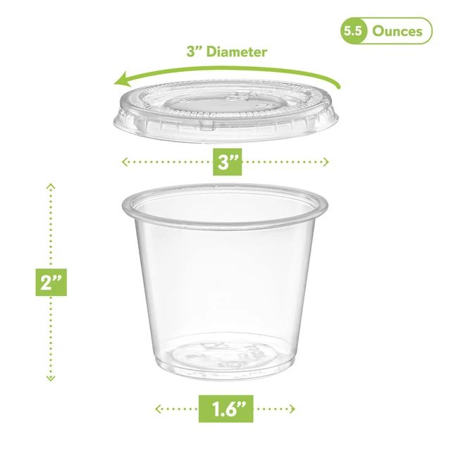 Alt view image 6 of 7 - 5 oz - Clear Diposable Plastic Portion Cups With Lids, Small Mini 100 Sets