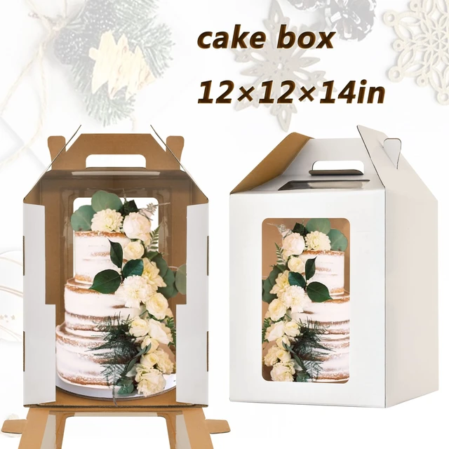 Alt view image 4 of 6 - 12x12x14 Inch Tall Cake Boxes for Tier Cakes,Layer Tiered Cake Box,6Pack 10in 12in Tall Cake Carrier,large cake box,Durable White Bakery Box for Wedding, Birthday, Party