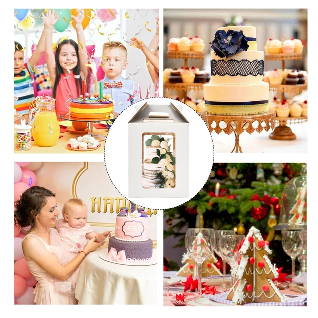 Alt view image 5 of 6 - 12x12x14 Inch Tall Cake Boxes for Tier Cakes,Layer Tiered Cake Box,6Pack 10in 12in Tall Cake Carrier,large cake box,Durable White Bakery Box for Wedding, Birthday, Party