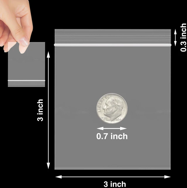 Alt view image 2 of 7 - 1200Pcs 3" x 3" Clear Plastic Zip Bags, 2 Mil Sturdy, Resealable Zip Top, Poly Bags for Organizing, Travel, Shipping, Packaging, and Storage