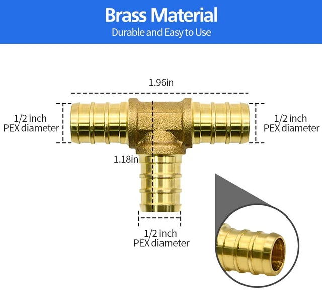 Alt view image 4 of 7 - 45pcs 1/2" PEX Fittings, Elbow TEE Straight Couplings Set, PEX Brass Crimp Fitting Combo with Tees, Elbows, Straights