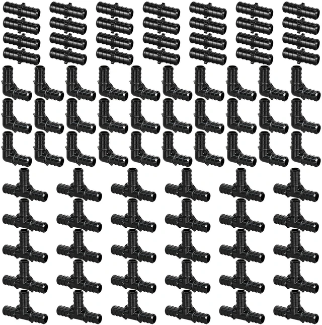 Main image of 90pcs 1/2" Poly PPSU Barb Crimp PEX Fitting Combo, No Lead 30pcs Each Elbows Tees Straight Couplings for PEX Pipe