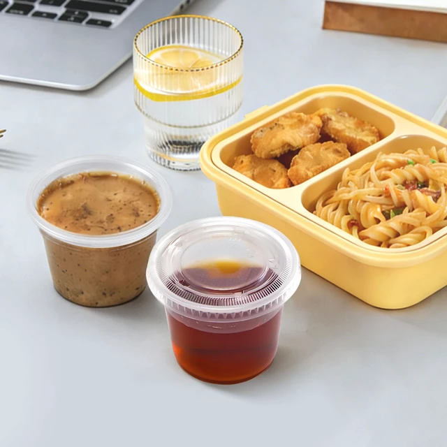 Alt view image 6 of 7 - 360 Sets 5.5 oz Disposable Plastic Portion Cups with Lids Clear Food-safe Jello Shot Cups,Leak-proof Small Condiment Containers for Sauces/Salad/Dressings/Samples and Jello Shots