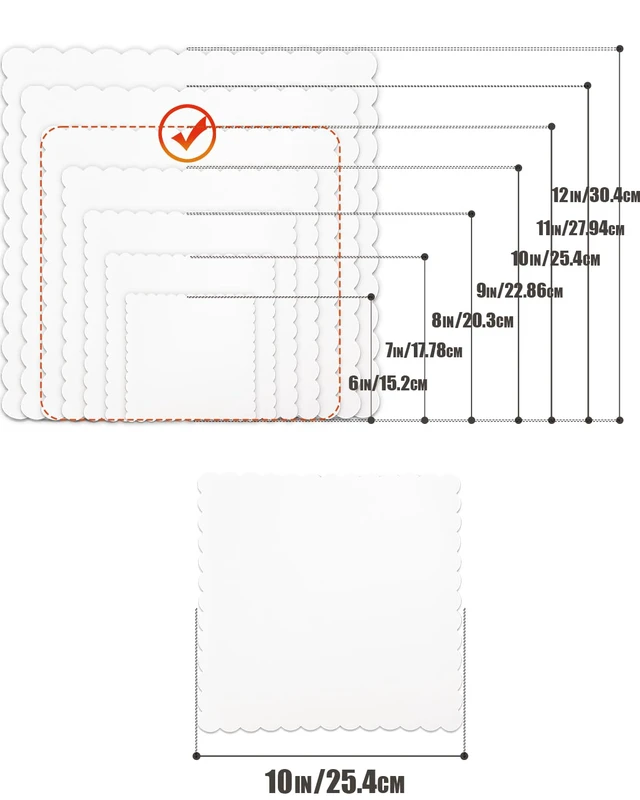 Alt view image 4 of 7 - White 10 Inch Wave Cake Boards 160-Packs Squares Base Food-Grade Cardboard Wave Cake PlateThinner But Stronger