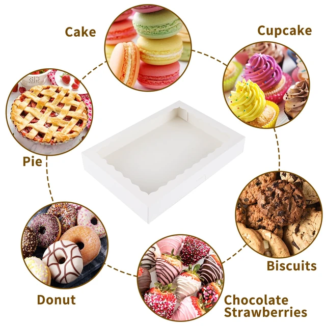 Alt view image 3 of 7 - 30pcs Large Cookie Boxes 16x11x2.5 Inches Bakery Boxes with Window Auto-Popup Large Cookie Boxes with Window for Bakery, Donuts, Treats, Pastries, Pies, Muffins, Chocolate Covered Strawberries