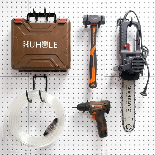 Alt view image 3 of 5 - 24 Pack Pegboard Drill Holder Tool Hooks for 1/4 Inch Pegboard Utility Hooks with 20 lb Capacity for Power Tools, Drills, Hammers, Cords, Hoses, Brooms and Shovels