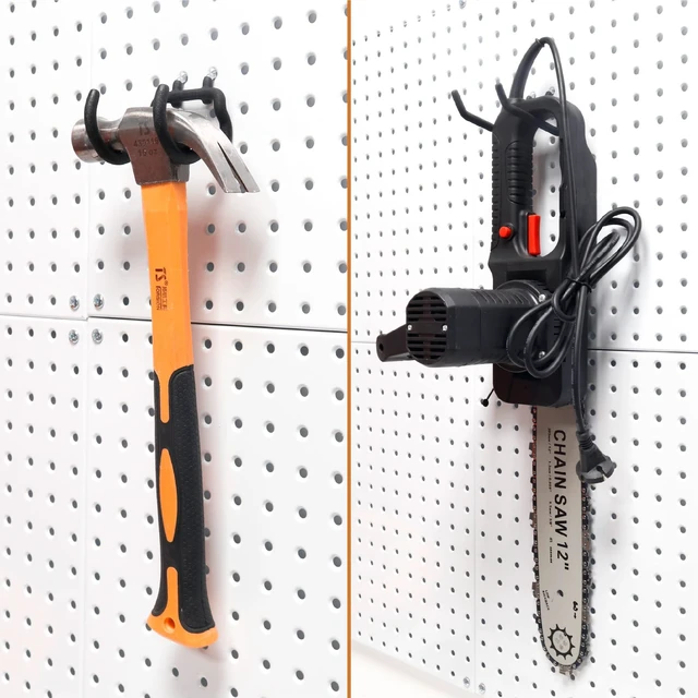 Alt view image 5 of 5 - 24 Pack Pegboard Drill Holder Tool Hooks for 1/4 Inch Pegboard Utility Hooks with 20 lb Capacity for Power Tools, Drills, Hammers, Cords, Hoses, Brooms and Shovels