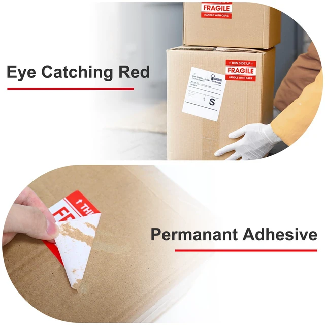 Alt view image 3 of 6 - L LIKED 5000 Fragile Stickers 2"x3" for Shipping and Moving 10 rolls, 500 Labels Per Roll, Includes "Handle with Care" & "This Side Up" designs, Strong Adhesive