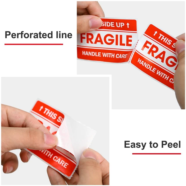 Alt view image 4 of 6 - L LIKED 5000 Fragile Stickers 2"x3" for Shipping and Moving 10 rolls, 500 Labels Per Roll, Includes "Handle with Care" & "This Side Up" designs, Strong Adhesive