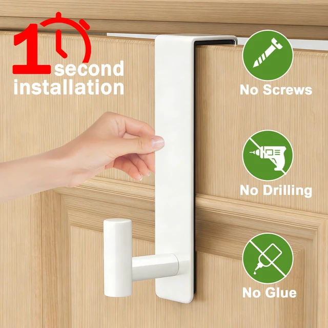Alt view image 3 of 7 - Stainless Steel Over The Door Hooks Heavy Duty, Bathroom Towel Holder Door Mount Coat Rack Towel Rack for Bedroom, Doors Hangers Towel Hooks for Bathroom Dorm Essentials (White, 2 Pack)