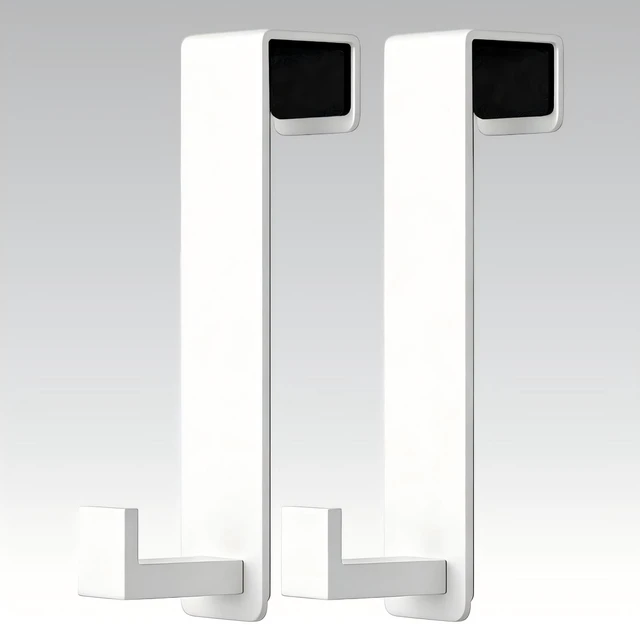 Main image of Stainless Steel Over The Door Hooks Heavy Duty, Door Mount Coat Rack Bathroom Towel Holder Towel Rack for Bedroom, Doors Hangers Towel Hooks for Bathroom Dorm Essentials (White, 2 Pack)