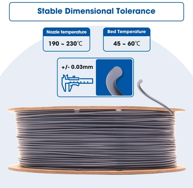 Alt view image 3 of 5 - PLA Filament 1.75mm,3D Printing Filament,1kg*2 Cardboard Spool, Fit Most FDM 3D Printer,Dimensional Accuracy +/- 0.03 mm,Vacuum Packaging-2Pack Grey