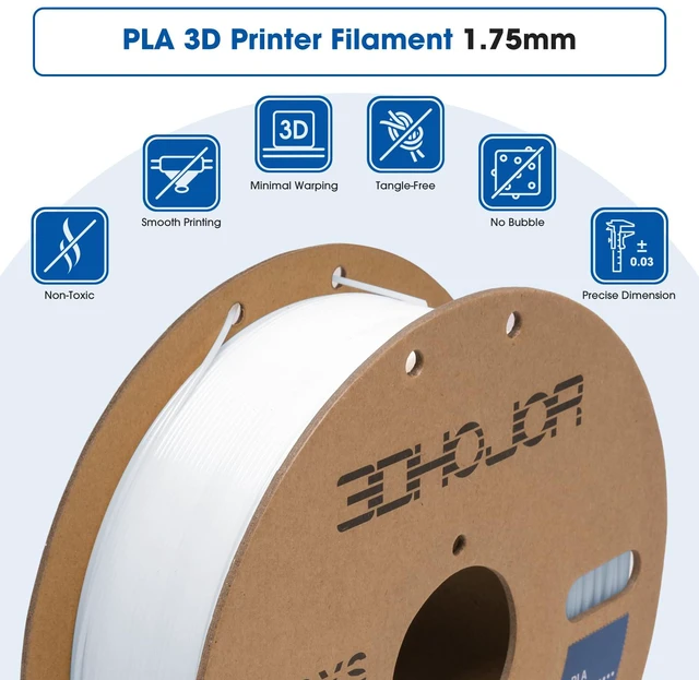 Alt view image 2 of 6 - PLA Filament 1.75mm,3D Printing Filament,1kg*2 Cardboard Spool, Fit Most FDM 3D Printer,Dimensional Accuracy +/- 0.03 mm,Vacuum Packaging-2Pack Cold White