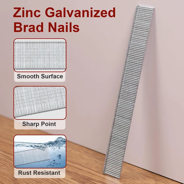 Alt view image 3 of 6 - 18 Gauge Brad Nails, 6000 Counts 5/8-inch 18 GA Brad Nails, Galvanized Nails for Nail Gun, Finishing Nail Gun Nails for Pneumatic, Electric Brad Nailer Gun