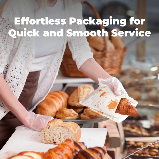 Alt view image 6 of 7 - 200 Pack Paper Sandwich Bags Sealable 7 x 6, Orange Greaseproof Snack Bags, Food Grade Pastry Bag, Recyclable Small Paper Bags, Cookie Sleeves, Food Packaging for Bakery, Donut