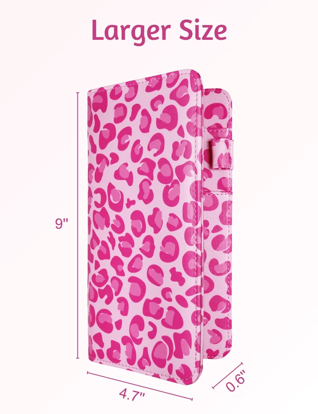 Alt view image 2 of 7 - Server Book for Waitress, Zipper Pocket, Magnetic Closure, Pink Leopard Cute Waitress Book Wallet with Money Pocket, Cheetah 5"x9", Restaurant Accessories, Waitstaff Organizer for Server Apron