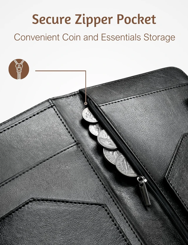 Alt view image 5 of 7 - Server Book for Waitress with Zipper Pocket, Magnetic Pocket, Cow Print Cute Waitress Book 5"x8", Server Wallet with Money Pouch, Restaurant Accessories, Waitstaff Organizer for Server Apron