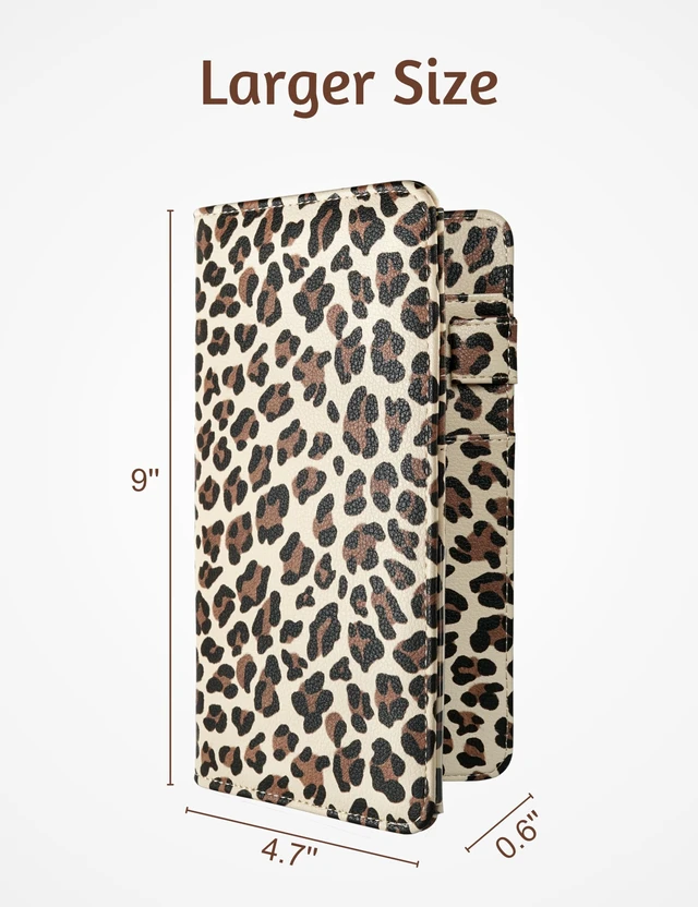 Alt view image 2 of 7 - Server Book for Waitress with Zipper Pocket, Magnetic Pocket, Leopard Cute Waitress Book Wallet with Money Pocket, Cheetah 5"x9", Restaurant Accessories, Waitstaff Organizer for Server Apron