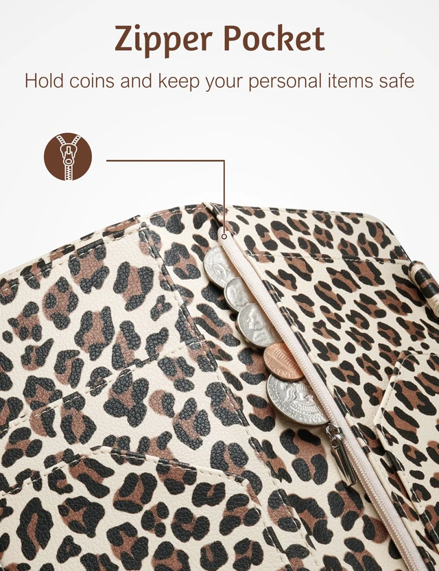 Alt view image 6 of 7 - Server Book for Waitress with Zipper Pocket, Magnetic Pocket, Leopard Cute Waitress Book Wallet with Money Pocket, Cheetah 5"x9", Restaurant Accessories, Waitstaff Organizer for Server Apron